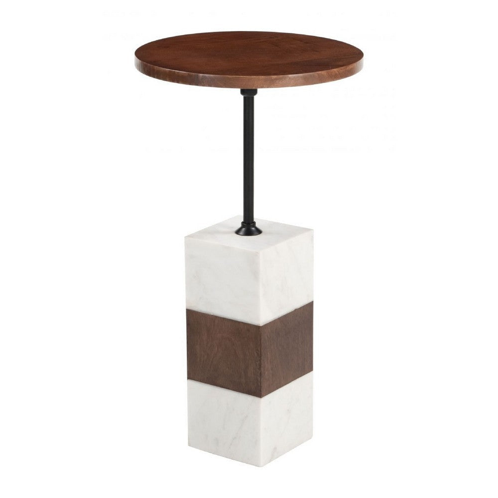 Stuk Side Table Brown & White