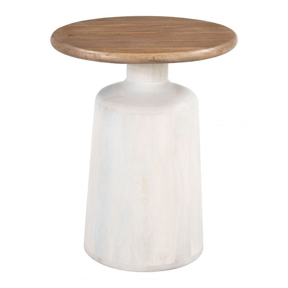 Goblet Side Table Brown & White