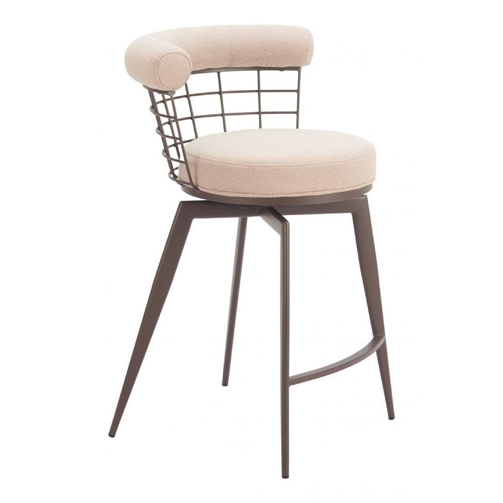Saku Swivel Counter Stool Beige & Brown