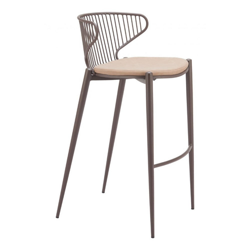 Silues Barstool (Set of 2) Taupe & Brown