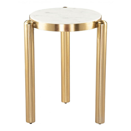 Noan Side Table White & Gold