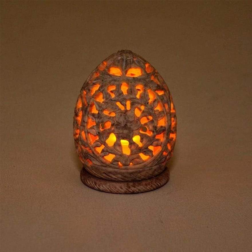 Royal Garden Natural Candle Or Tea Light Holder Hand Carved