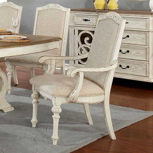 Ace Armchair | Rustic Wood | Intricate Carvings | Set of 2 | Antique White