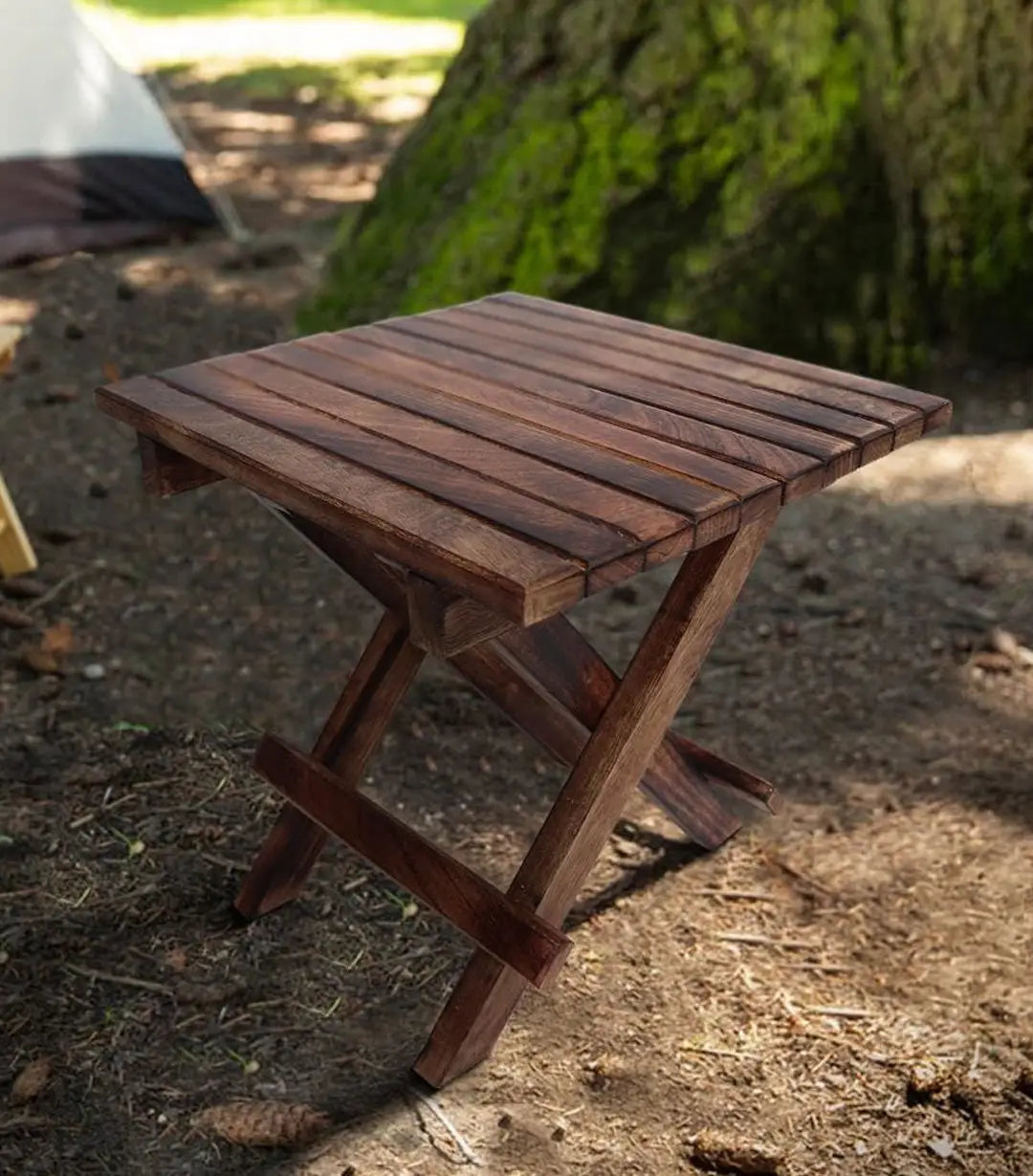 Plank Style Square Portable Mango Wood Picnic Table Plank Style Square Portable Mango Wood Picnic Table