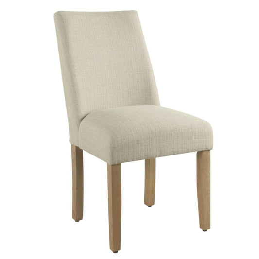 Fabric Upholstered Wooden Dining Chairs with Angled Curved Backrest, Beige, Set of Two - K7702-F2338 By Casagear Home