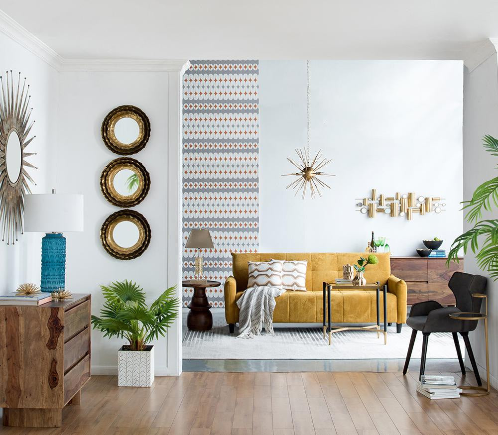 Convertible Sofa Bed | 79’’ | Tufted Cushions | Yellow BM285049