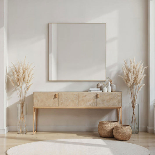 Siam Wall Mount Dresser Mirror | 34x36 | Contemporary White Wood