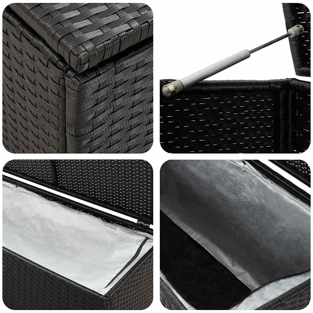 Outdoor Storage Box with Gas Lift 71’’ Rectangular Black Rattan BM326371