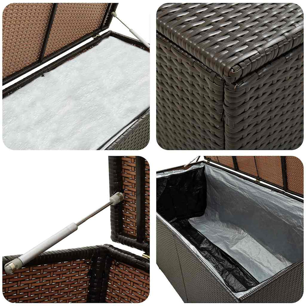Outdoor Storage Box Brown Rattan 71’’ Powder Coated Steel Frame BM325684