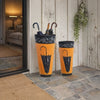 21, 16 Inch Metal Umbrella Stands, Black Engraved Artwork, Set of 2, Orange By The Urban Port