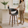 Reid Swivel Barstool | Faux Leather Bucket Seat | Gray