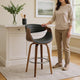 Reid Swivel Barstool | Faux Leather Bucket Seat | Gray