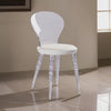 Rari 19 Inch Crystal Clear Armless Chair, Padded White Vegan Leather Seat By Casagear Home
