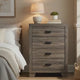 Shannon 45 Inch Tall Dresser Chest, Wood, Metal Handles, 4 Drawers, Brown By Casagear Home