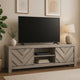 Velz TV Media Stand Console | 2 Chevron Doors | Open Shelves | Beige