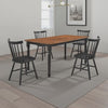 Halie 5pc Dining Table Set | Walnut Brown Wood | 4 Spindle Back Chairs