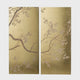 Tim 47 Inch Tall Wall Art Set of 2, Divided Floral Design, Gold, Brown By Casagear Home