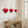 Myri Decorative Metal Heart Wall Decor Set of 3, Classic Red with Jute Hanging Rope, 12, 9.5, 7 Inches By The Urban Port