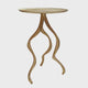 24 Inch Accent Side Table, Antler Base Design, Ribbed Top, Aluminium, Gold By Casagear Home