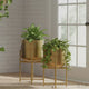 Aira Set of 2 Planters | 19, 22" Tall | Foldable Metal Stand | Antique Brass Finish By The Urban Port