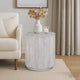 Febe Side End Accent Table, 20 Inch Round Top, Cylindrical Plinth Base, Oak White Mango Wood By The Urban Port