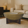 Arden Coffee Table | Round Hammered Metal Top | Mango Wood Base| Antique Brass By The Urban Port