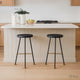Elira 24" Backless Counter Stool with Round Mango Wood Seat | Black Iron Legs | Gold Footrest By The Urban Port