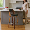 Reid Swivel Barstool | Open Back | Wood Frame | Gray