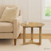 Nina 18.5" Round Handcrafted Side End Table | Natural Brown Mango Wood By The Urban Port
