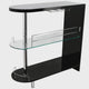Zaina 42 Inch Modern Bar Table, 3 Shelves, Tempered Glass, Black, Chrome By Casagear Home