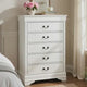 Vele 49 Inch Tall Dresser Chest, 5 Drawers, Brass Tone Metal, White Wood By Casagear Home