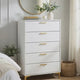 Lif Tall Dresser | 50" | 5 Drawers | Gold Accents | Smooth White