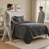 Veria 4 Piece Queen Quilt Set | Polka Dots | Charcoal Gray