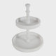 Semy 15 Inch 2 Tier Round Decorative Serving Tray, White Wood Finish By Casagear Home