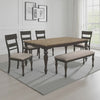 Brad 6pc Dining Table Set | Brushed Hardwood | 4 Chairs & Bench | Light Brown