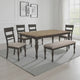 Brad 6pc Dining Table Set | Brushed Hardwood | 4 Chairs & Bench | Light Brown