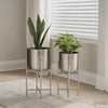 Aira Set of 2 Planters | 19, 22" Tall | Foldable Iron Stand | Nickel Finish By The Urban Port