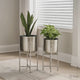 Aira Set of 2 Planters | 19, 22" Tall | Foldable Iron Stand | Nickel Finish By The Urban Port