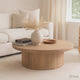 Bela Coffee Table | 47 Inch Round Top | Handcrafted Beige Mango Wood Pedestal Base By The Urban Port