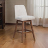 Lara Barstool Chair | 30" | Soft Beige Polyester | Brown Wood Legs