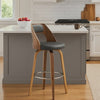 Reid Swivel Barstool | Open Back | Wood Frame | Gray