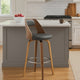 Reid Swivel Barstool | Open Back | Wood Frame | Gray