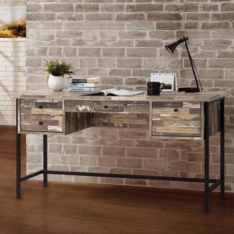 Rustic Style Wooden Writing Desk with Drawers