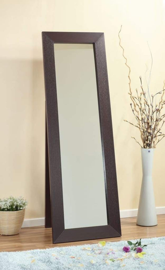 Aesthetic Accent Mirror With Wooden Framing, Dark Brown