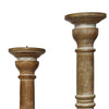 3 Piece Turned Body Distressed Candle Holder Brown By Casagear Home 14343