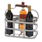 Metal Strip Wine Holder With Wooden Handle And Six Bottles Storage Gray 16175