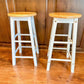 24 Inch Rubber Wood Counter Height Round Top Backless Bar Stool Set of 2 Brown and White By The Urban Port UPT-266393