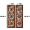 2 Piece Mango Wood Wall Panel Set with Mendallion Carving Burnt Brown By Casagear Home 34089