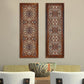 2 Piece Mango Wood Wall Panel Set with Mendallion Carving, Burnt Brown By Casagear Home