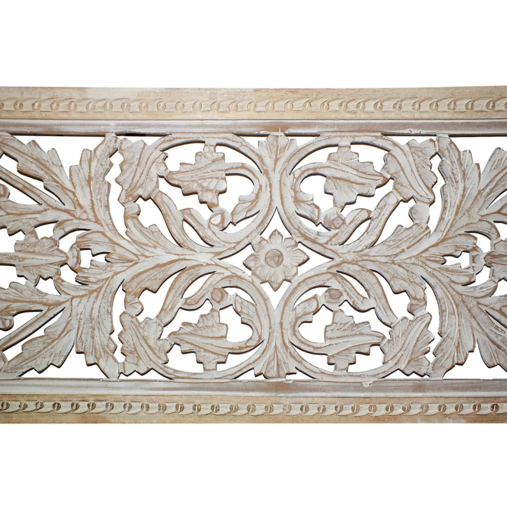 Attractive Mango Wood Wall Panel Hand Crafted With Intricate Details White 34131